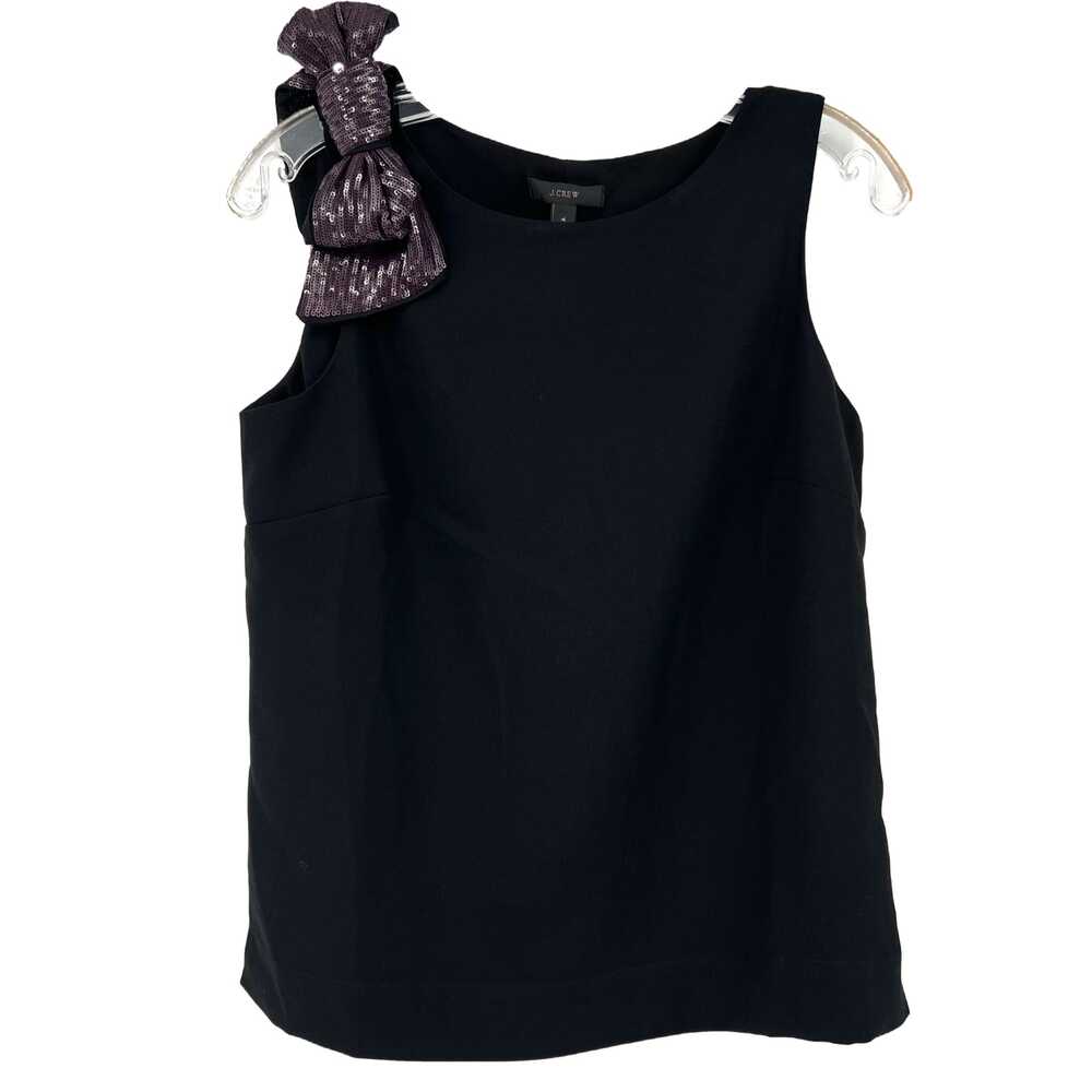 J. Crew Black Sleeveless Blouse with Sequin Bow | Women’s Size 4